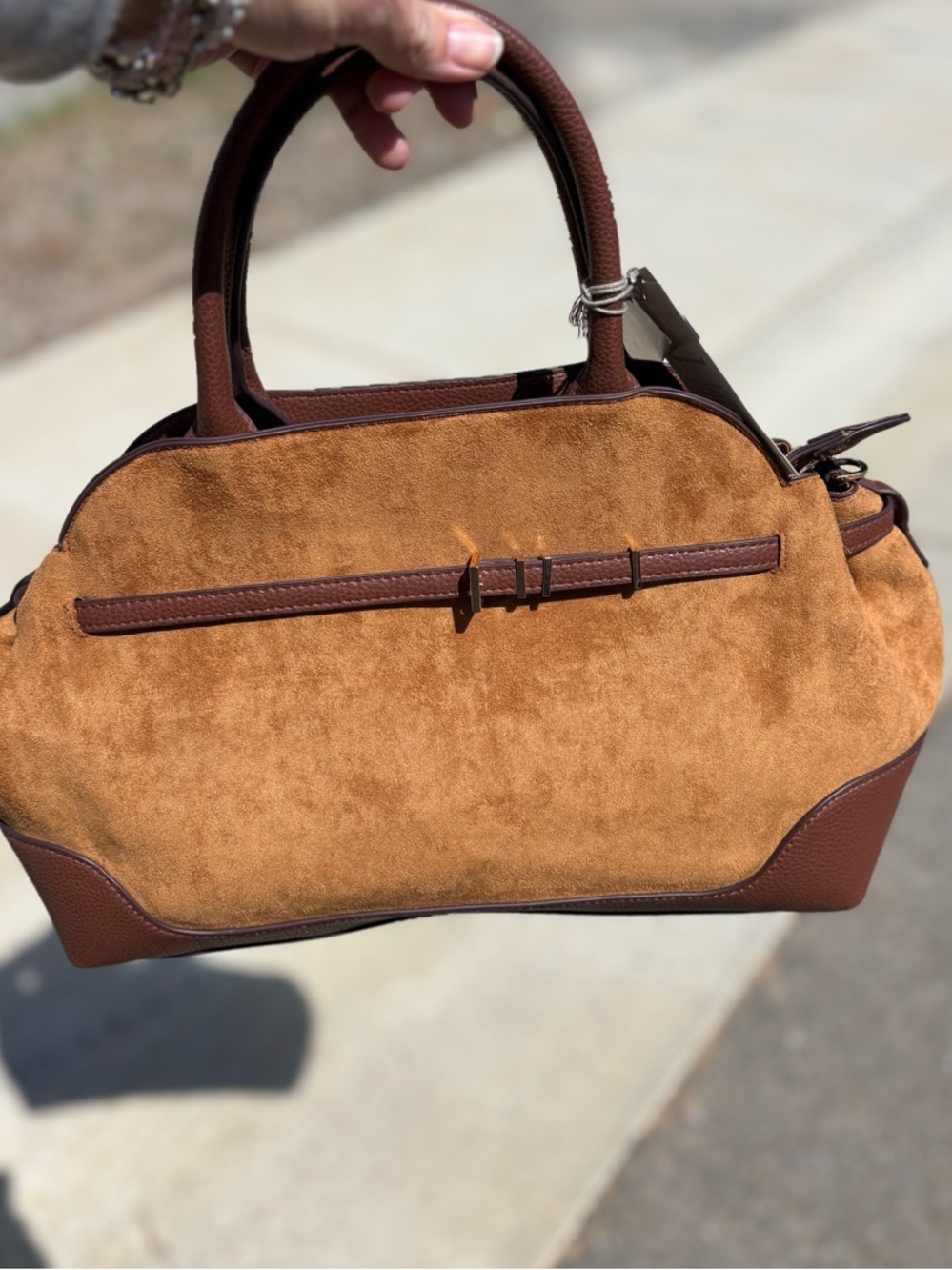 A NEW DAY NWT Belted Satchel Handbag -brown - Picture 5 of 7